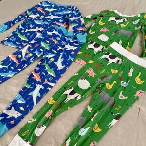 Little Sleepies Sharks and Farm Animal Pajama Set Bundle